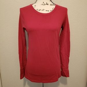 Mossimo Supply Co Red Casual Tee Scoop Neck Long Sleeve Cotton T-shirt Large